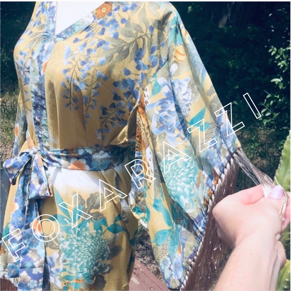 Willow Tassel Mini Dress Meadow Yellow Floral Boho - Picture 6 of 8